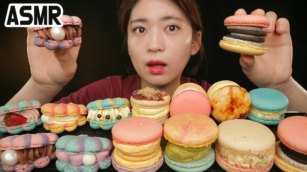 뚱카롱 조개롱 ㅣ노토킹 ASMR 리얼 사운드 먹방ㅣFat macaron, Clam shapeㅣトゥンカロンㅣReal Sound NoTalking Mukbang ♥