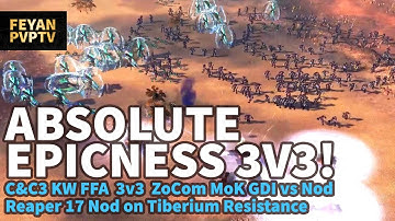ABSOLUTE EPICNESS 3V3! MoK ZoCom GDI vs Nod Reaper17 Nod on Tiberium Resistance C&C3 Kane