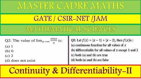 Master Cadre Maths | Continuity & Differentiability | CSIR NET | GATE | IIT JAM