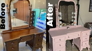 Famous Vintage vanity makeover | pink vanity | DIY vanity Profile