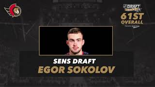 Sens take Sokolov with 61st pick