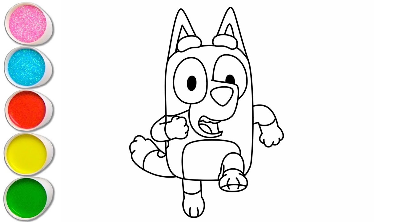 Cute Bluey Drawing for kids, Painting & Coloring for kids, Toddlers | Let's Draw Together