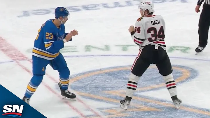 Blackhawks' Colton Dach And Blues' Logan Mailloux Exchange Heavy Strikes In Heated Tilt
