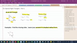 Special Right Triangles   Part 1