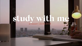 1-HR STUDY WITH ME at sunset | Fireplace sounds | Motivation study