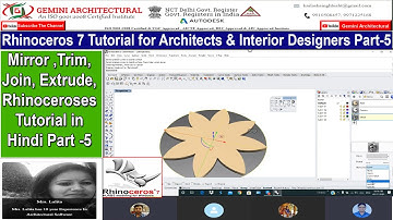 Rhinoceros 7.0 Tutorial for Architects & Interior Designers Part-5 Hindi(Gemini Architectural)