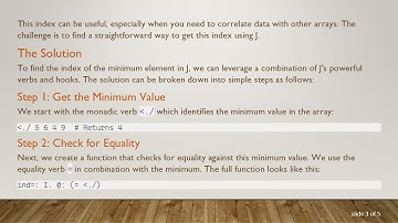 Finding the Index of the Minimum Element in an Array Using J