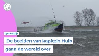 Schipper Huib Bijl gaat viral na trotseren storm in veerboot