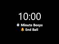 10 Minute Timer - Count Up with Minute Beeps (Soft Ending Alarm) | Mono Chrono