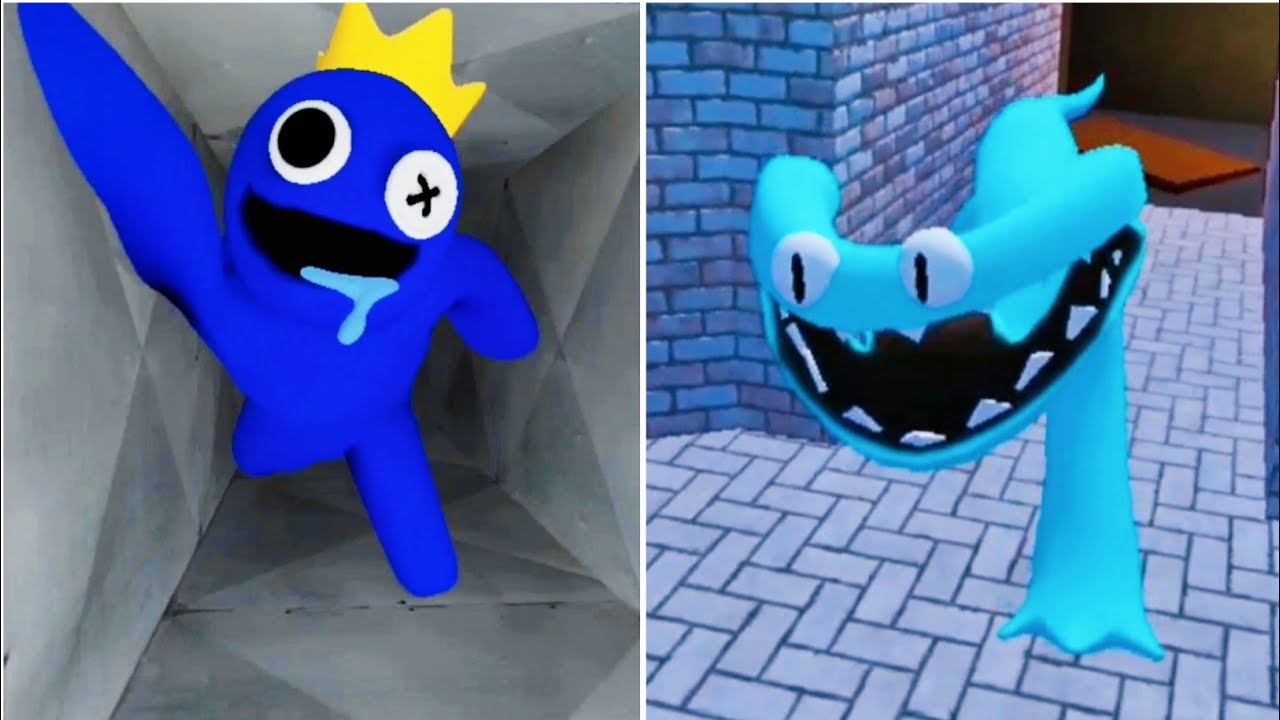 Rainbow Friends Chapter 2 - Blue vs. Cyan Chase Scene Comparison 