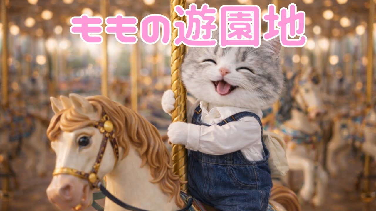 【ゆるふわ猫】🎈ももの遊園地🎡 Momo at the Amusement Park 🐻休日を遊園地で過ごすもも！【a fluffy cat Momo】