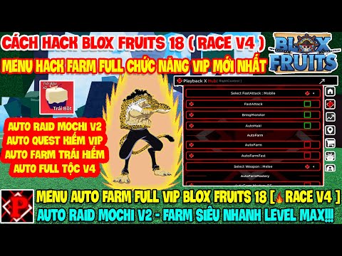 Cách Hack BLOX FRUITS 18 RACE V4 Trên Điện Thoại Và PC Menu Farm Full Vip, Raid Mochi V2, Song Kiếm.