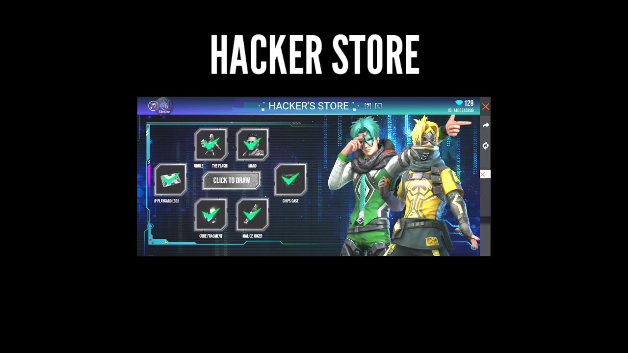 New hacker store in free fire the flashing bundle 