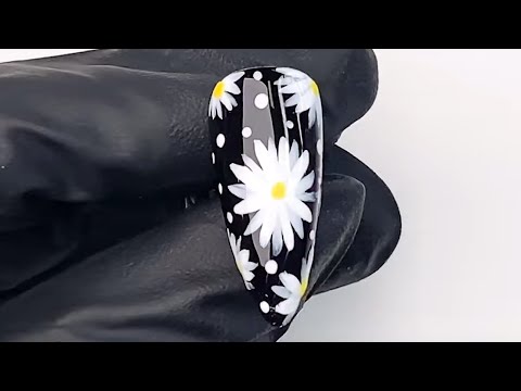 Pro Nail Art How-to: Black and White Daisies