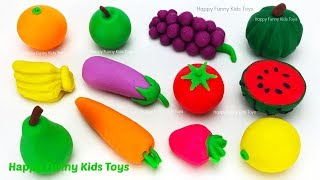 Learn Names of Fruits \& Vegetables with Play Doh Surprise Toys Kinder Joy Disney Cars 3 Fun for Kids