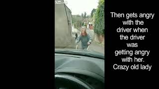 Lady blocks road in england