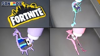 Fortnite Pancake art - Rainbow Smash Unicorn, Bitemark, Loot Lama, Cuddle Team Leader