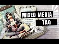 Mixed media tag  girl on book