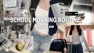6Am High School Moring Routine Grwm, Pick Outfit, Productive, Matcha