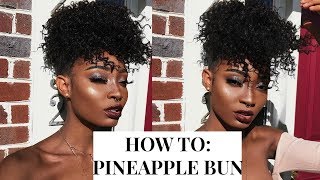 HOW TO: PINEAPPLE BUN USING OUTRE PONYTAIL "CUTIE" | NATURAL HAIR | Miss.Cameroon