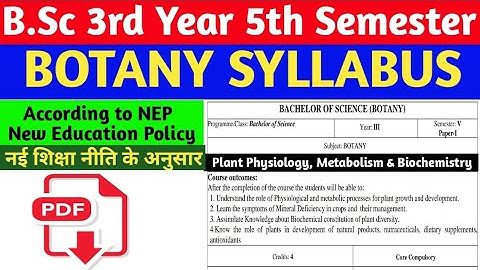 BSc 5th Semester Botany Syllabus//BOTANY Syllabus Bsc 5th Sem//BSc 3rd Year 5th Sem Botany Syllabus