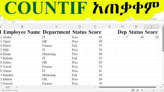 How to use the COUNTIF function in Excel /Excel in amharic/ ኤክሴል በአማርኛ