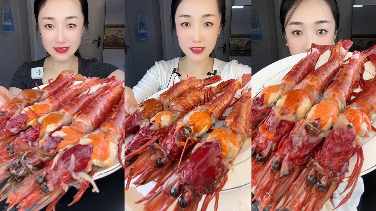 【Yummy】Eating show：Carabinero prawn🦐#mukbang#Seafood#asmr