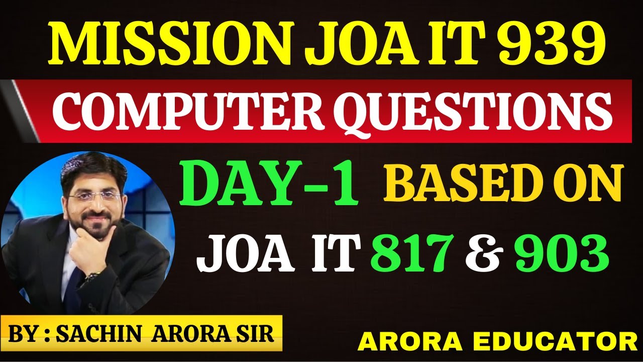JOA IT 939 Exam | JOA IT 939 Computer Questions | JOA IT 939 Classes | JOA IT Preparation | Day-1 |