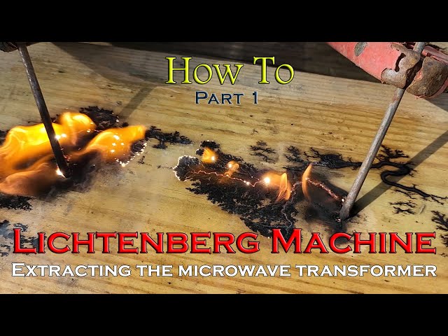 Microwave Transformer Burning Patterns Into Wood - Lichtenberg