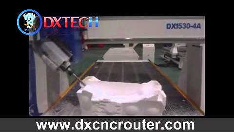 DX 1530 4 axis cnc working on foam, 4 axis ±100°