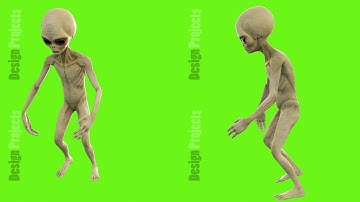 Alien walks. Loopable animation on green screen. 4k.