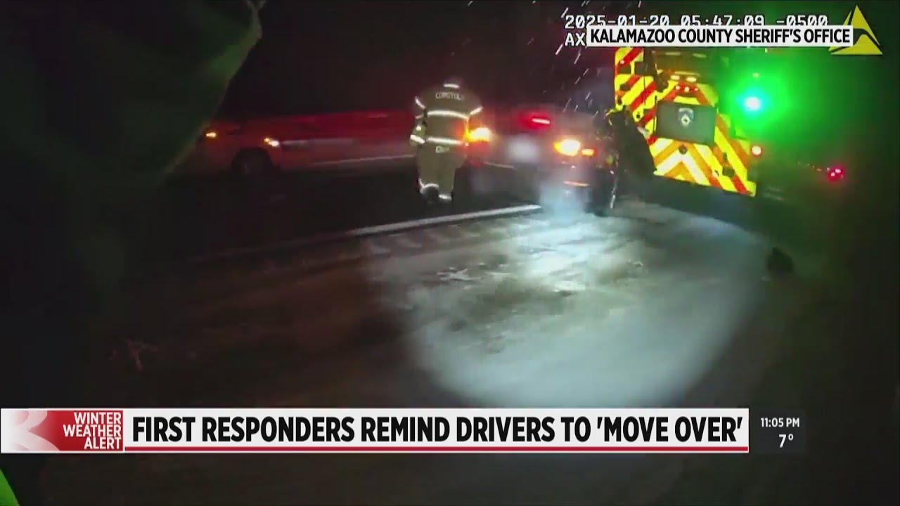 Vehicle crashes into fire truck in Kalamazoo - YouTube