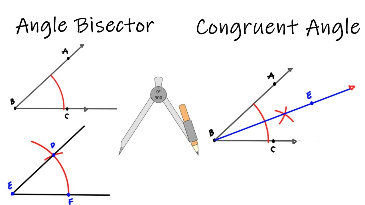 Construction of Congruent Angles and Angle Bisector - 4 easy steps. 