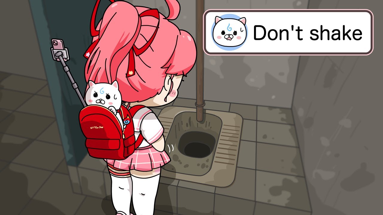 Miko-chi's Unexpected Standing Pee Performance in a Horror Game