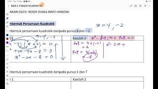 BAB 2: FUNGSI KUADRATIK ( PART 2)