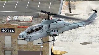 Marines AH-1 SuperCobra & UH-1Y Huey Helicopters Land In Downtown Phoenix
