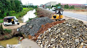 Incredible Getting NEW ROAD Widening Use Mini Bulldozer Cutting Trimmer Slope & NEW Road Repair