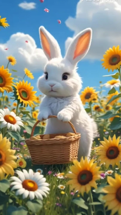 “Cute Bunny in Magical Flower Field 🌸🐰 | 4K Ultra HD Adventure | Dinka Chika Bunny Dance”#4KHD