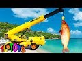 الحفار, الجرار, سيار و شاحنة نقل ألعاب السيارات | Crane Truck Toys Rescue Fish