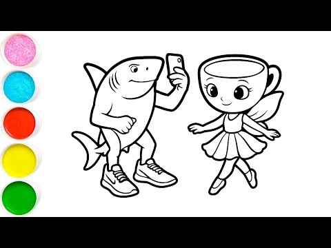 Tralalero Tralala y Capuchino Bailarina - Dibujo, pintura y coloreado para niños y niñas pequeños