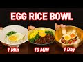 3 BREAKFAST EGG RICE BOWLS l 1-Minute Vs. 10-Minute Vs. 1-Day!