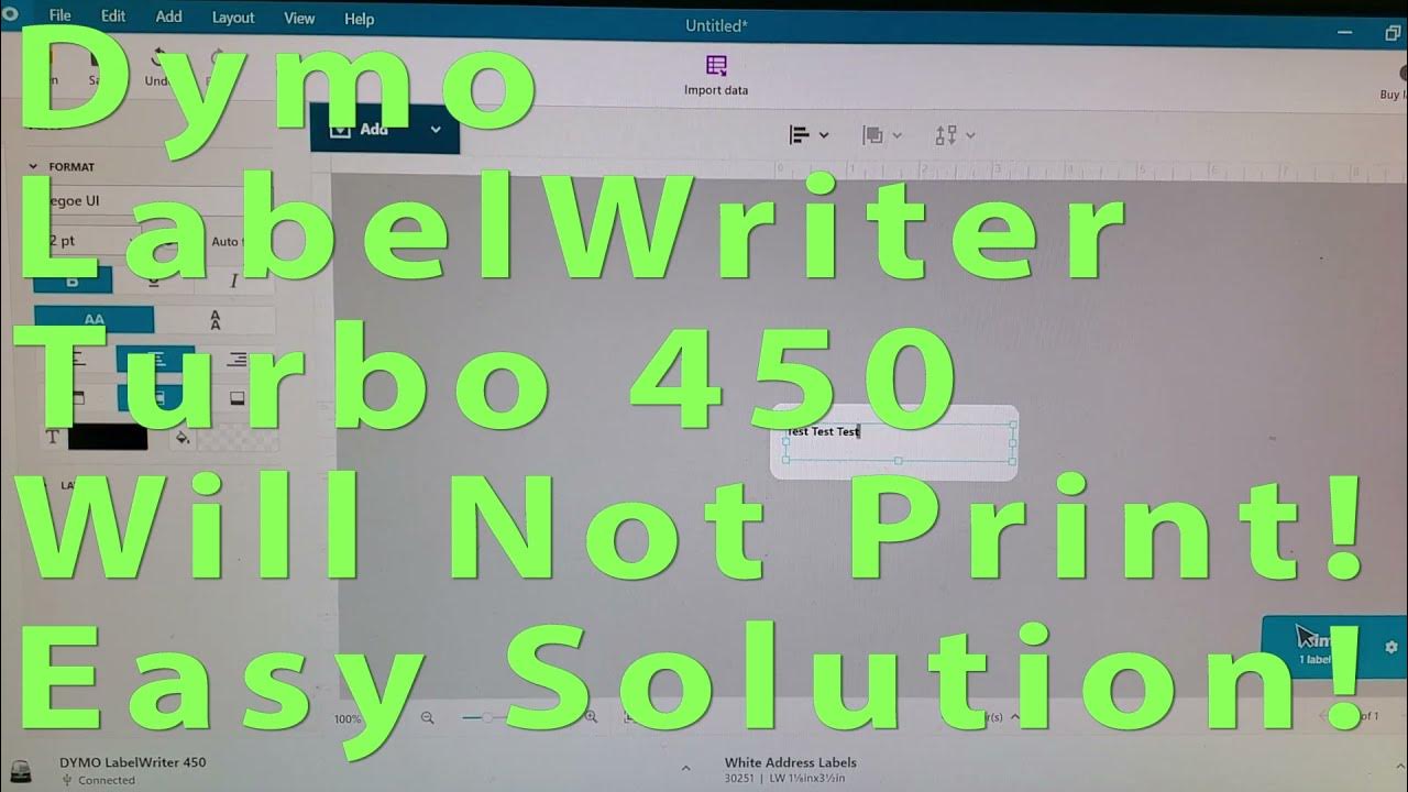 Twisted Streng markedsføring Dymo LabelWriter 450 Label Printer Will Not Print - Blank Labels - Try This  Easy Solution / Fix - YouTube