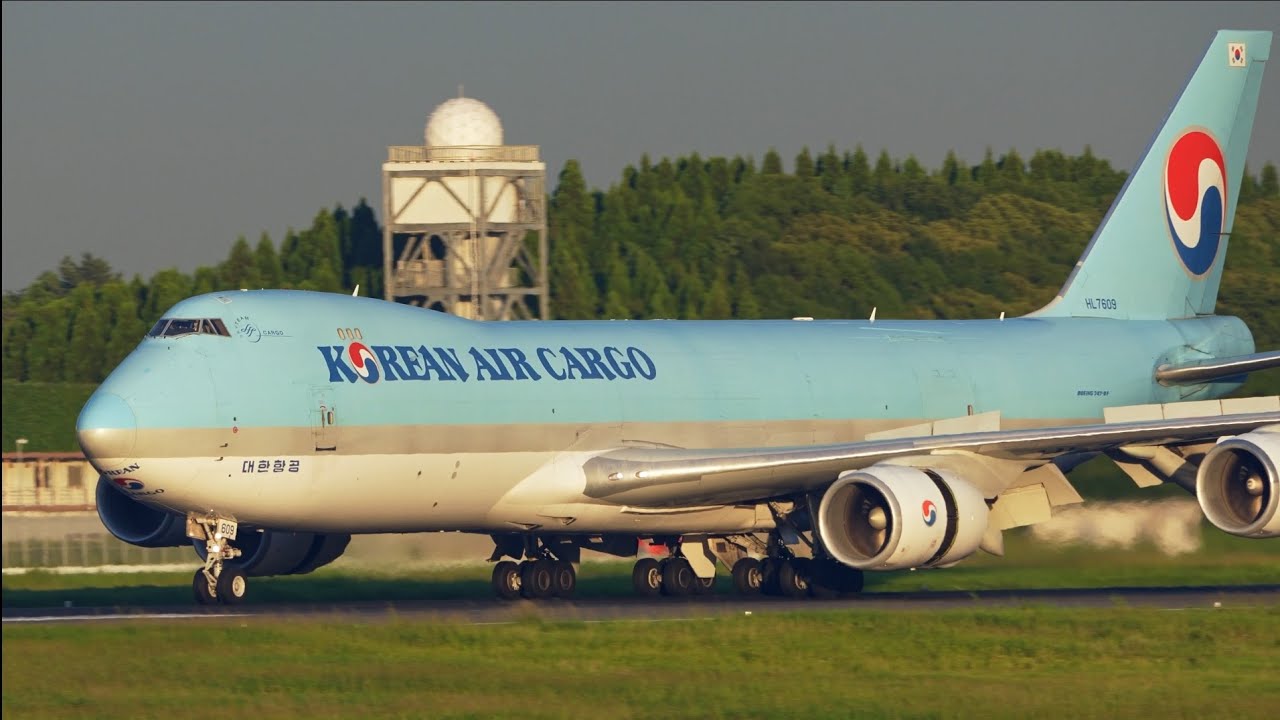 Korean Air Cargo Boeing 747-8F HL7609 Landing at Narita 34R | NRT