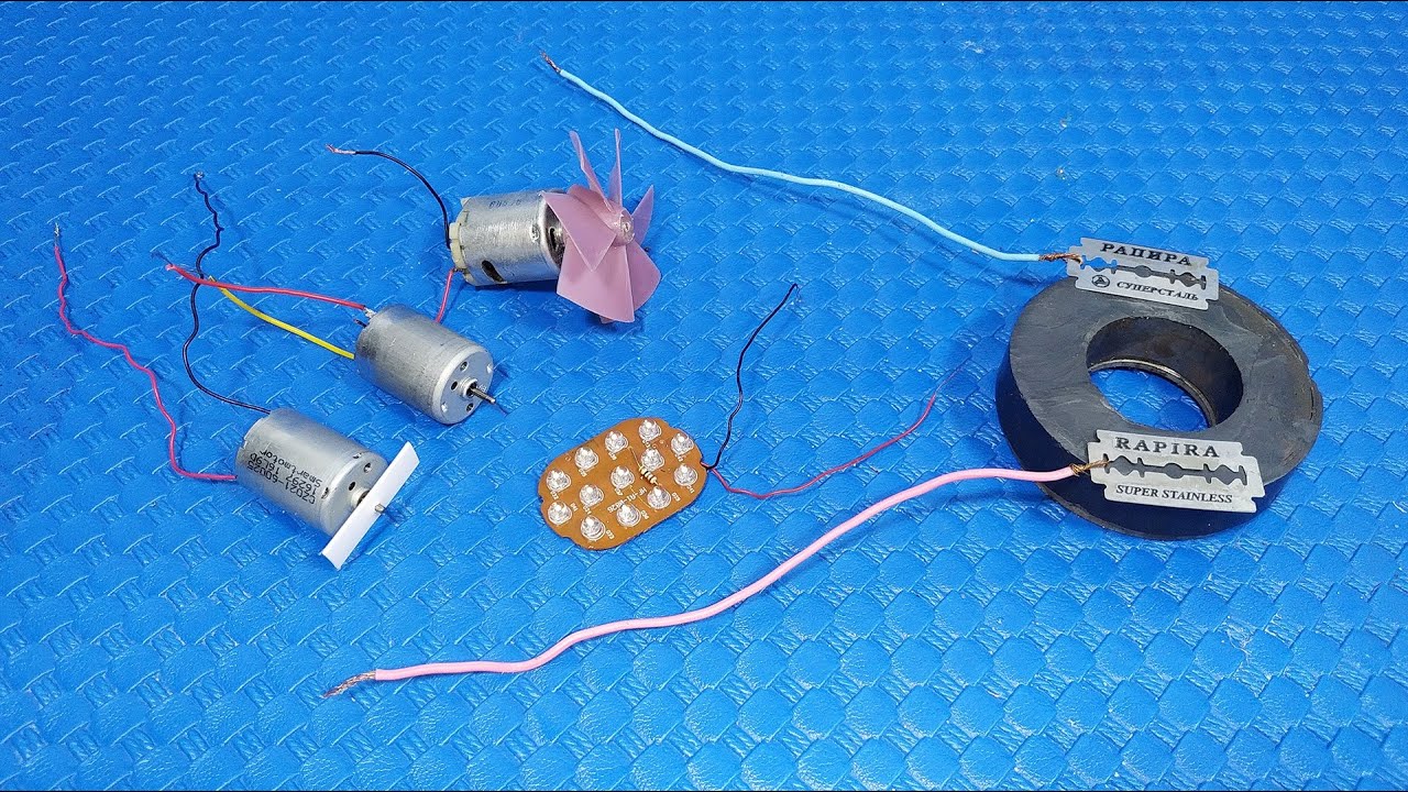 How to make free energy generator at home (dc motor and led) | Simple ...