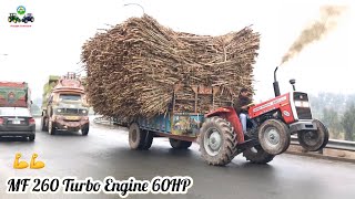 Massey Ferguson 260 Turbo Carrying Sugarcane Trolley Crossing Motorway Bridge