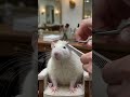 White Rat Gets Blunt Human Bangs at Salon