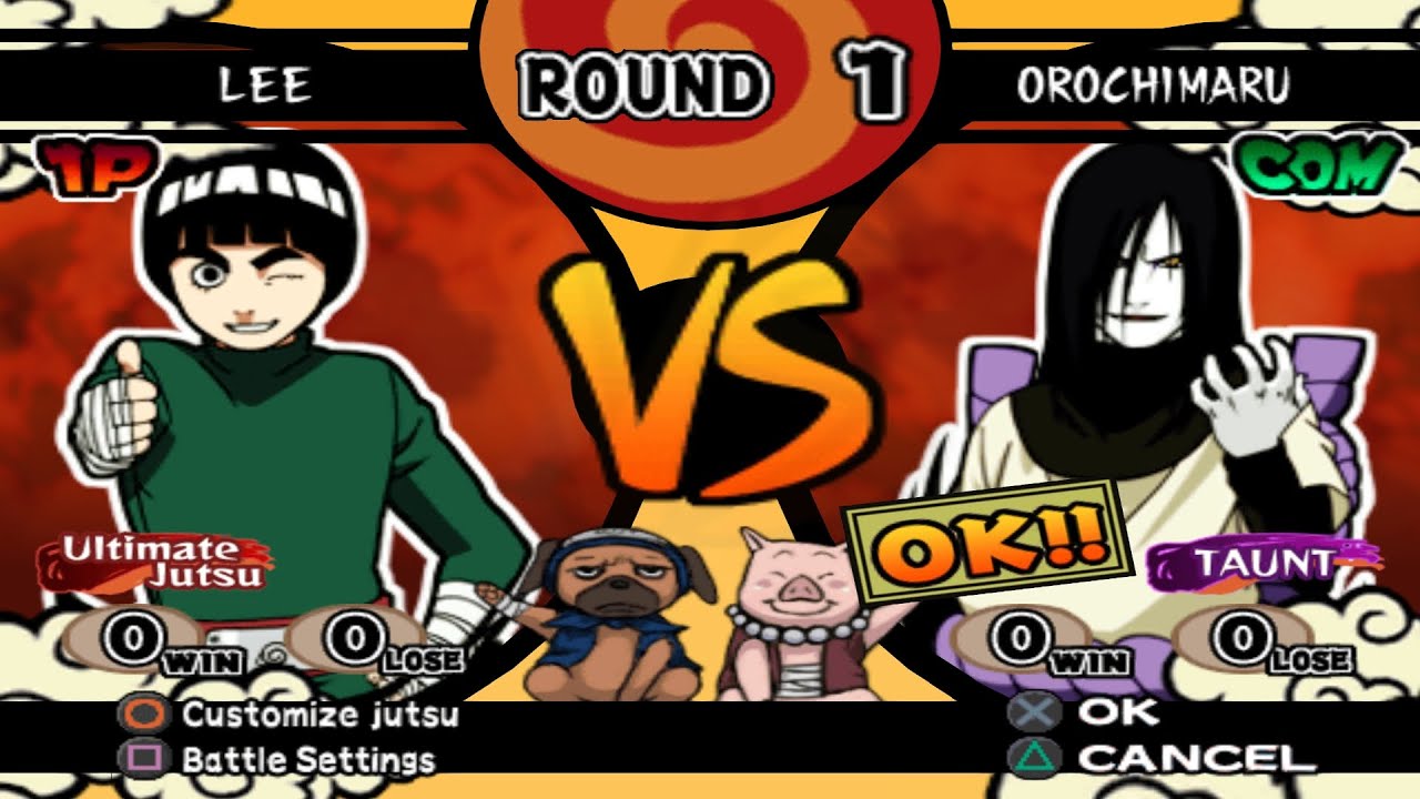 Lee (Clássico) VS Orochimaru (INSANE) - Naruto Shippuden Ultimate Ninja 4