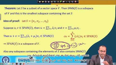 Lecture 41: Vector Spaces - Spanning Set - [Kannada]