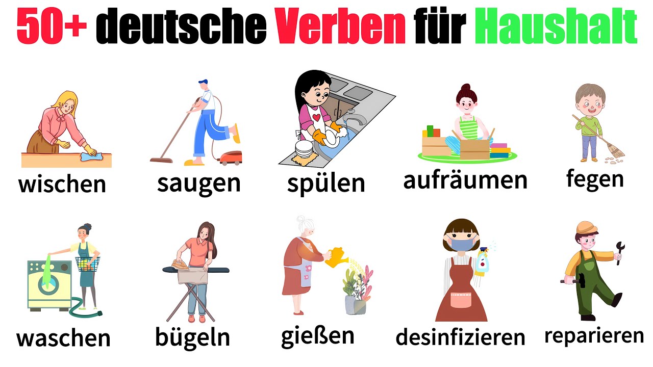 50+ deutsche Verben für den Haushalt | A1-B1 | Deutsch Lernen | Deutsch für Anfänger