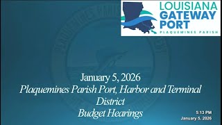 January 5, 2026 Port Budget Hearing